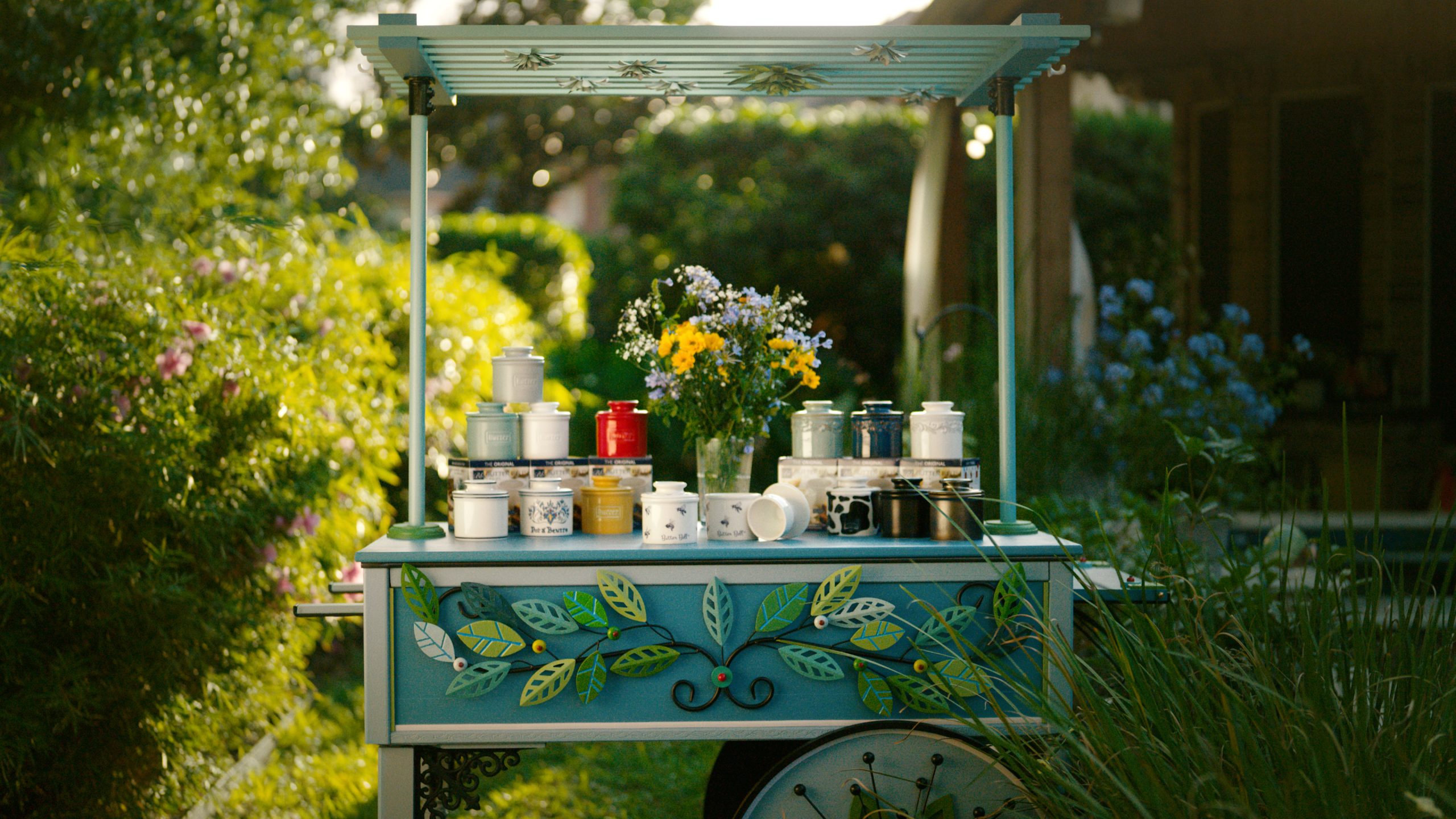 Close-up of Butter Bell crock with fresh butter